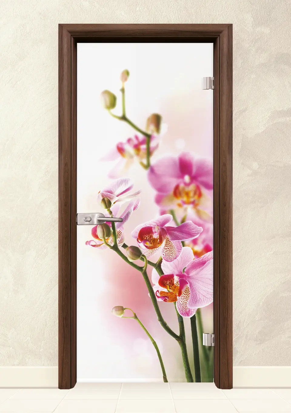 Стъклена интериорна врата серия Print G 13-2, Орех