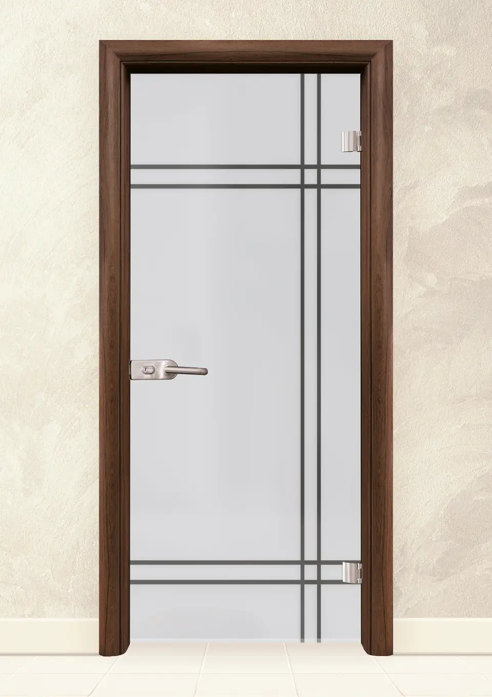 Стъклена интериорна врата серия Sand G 13-8, Орех