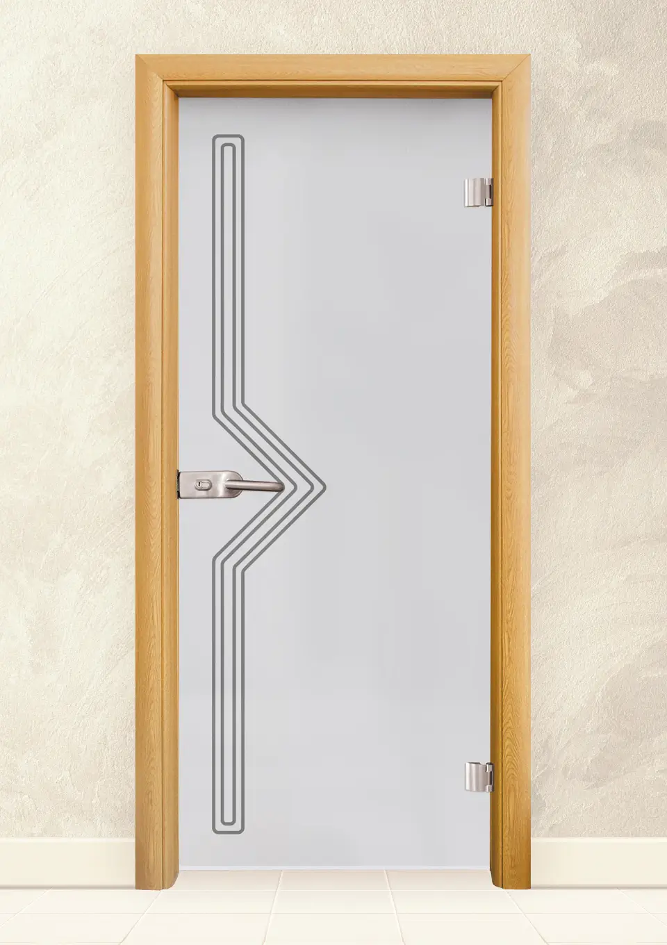 Стъклена интериорна врата серия Sand G 13-9, Светъл дъб